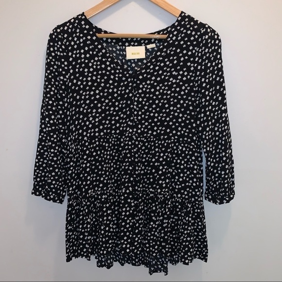 Anthropologie Maeve Black and White Blouse Top - Picture 1 of 9
